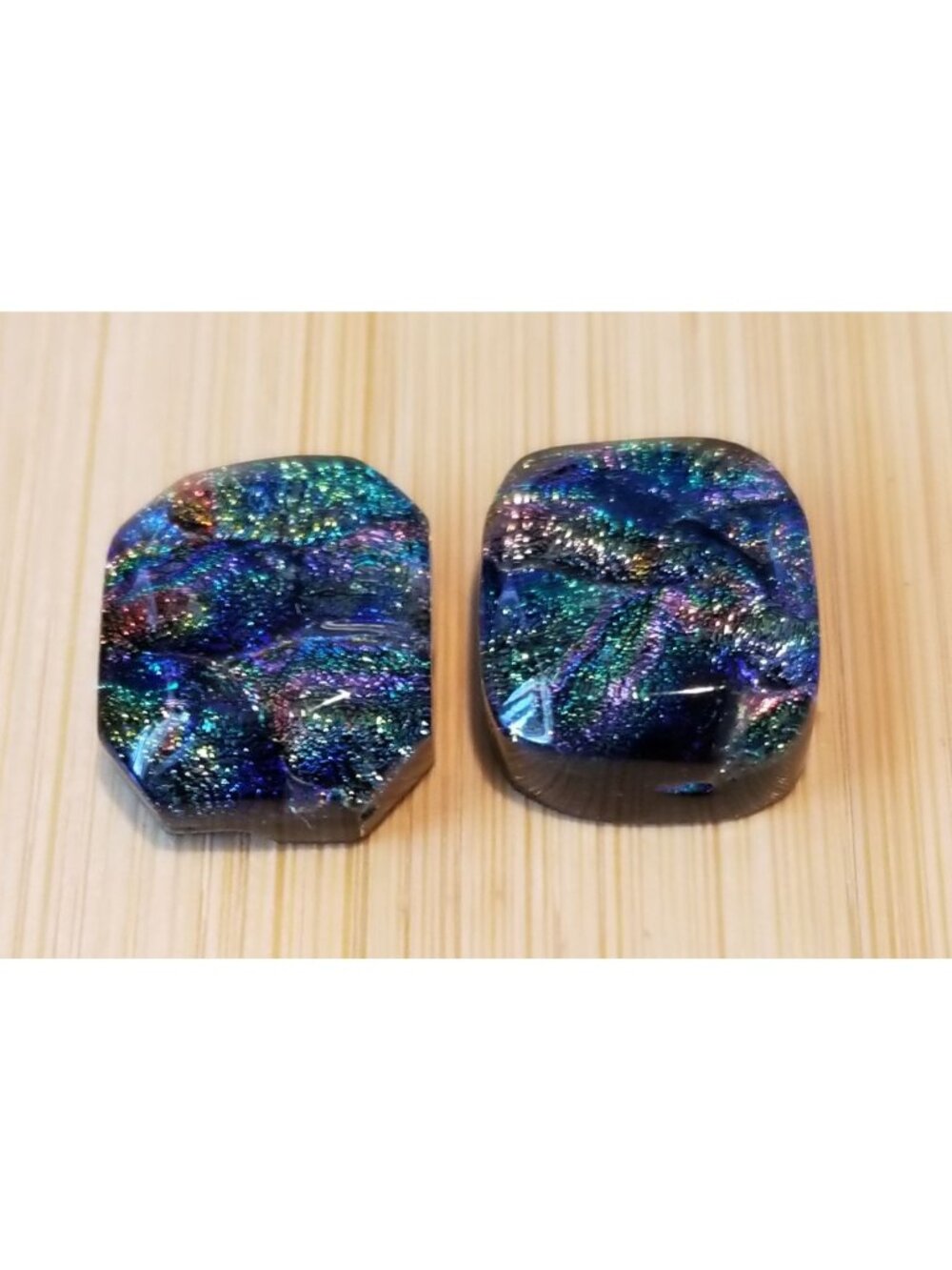 Gemstone Loose Pair Dichroick glass  Matched Pair  32 ct  6.4 gr 15 mm x18 mm x